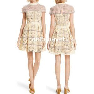 SELF-PORTRAIT Yellow Crosshatch Lace Mini